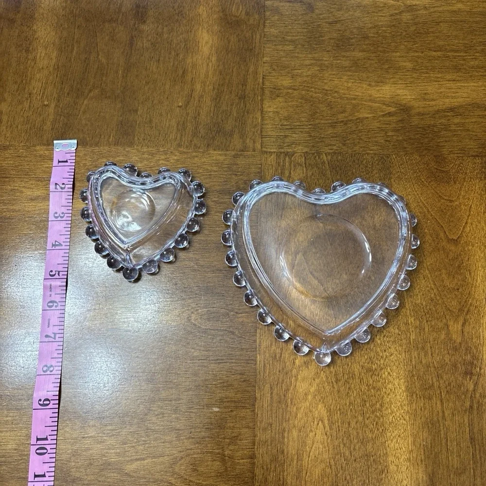 Vintage Imperial Candlewick Heart‎ Shaped Set of 2 Nesting Dishes